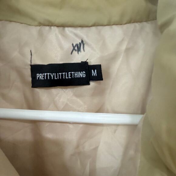 PRETTYLITTLETHING Beige Tan Cream Full Length Puffer Jacket Coat Size Medium - Picture 2 of 4